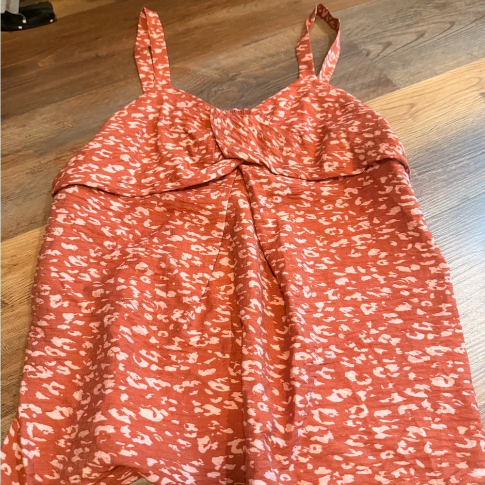 Simply Vera Vera Wang Coral and Cream Twist-Front Spaghetti Strap Dress